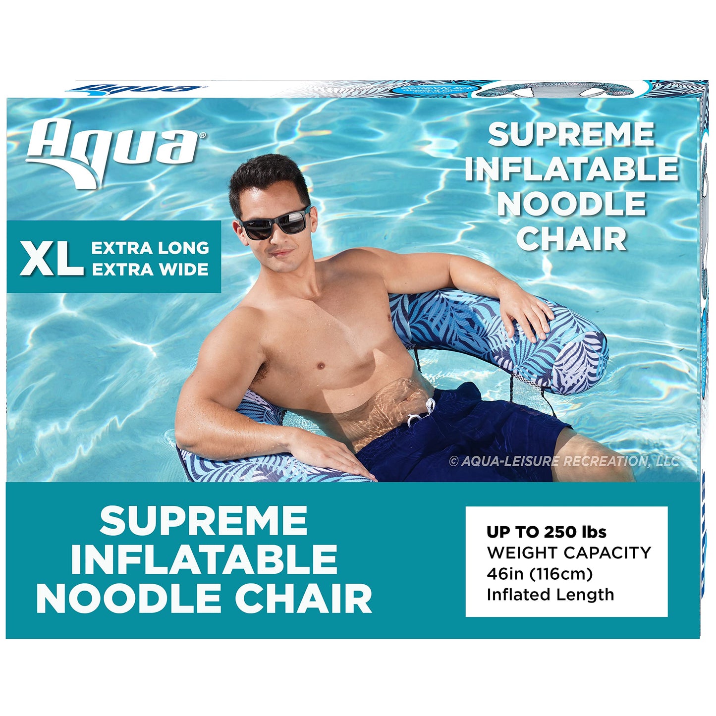 Aqua Inflatable Pool Noodles – Pool Noodle Chairs – Mutiple Colors/Styles – for Adults and Kids Floating Oversized Blue Fern