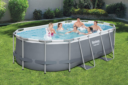 Bestway Power Steel 14' x 8'2" x 39.5" Oval Above Ground Pool Set | Includes 530gal Filter Pump, Ladder, ChemConnect Dispener 14' x 8'2" x 39.5"