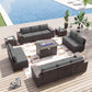 ALAULM 13 Pieces Outdoor Patio Furniture Set with Propane Fire Pit Table Outdoor Sectional Sofa Sets