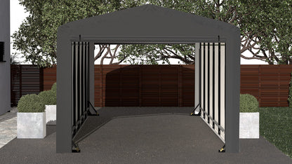 ShelterLogic ShelterTube Abri de garage et de stockage, 10' x 27' x 8', cadre en acier robuste, boîtier résistant au vent et à la neige, gris 10' x 27' x 8' 