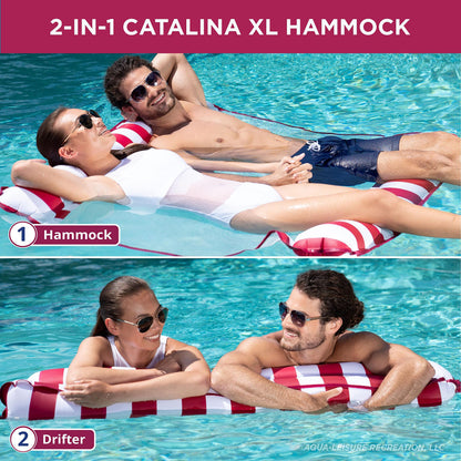 Aqua Original 4-en-1 Monterey Hammock Pool Float &amp; Water Hamac - Flotteurs de piscine gonflables multi-usages pour adultes - Matériau PVC épais et antiadhésif breveté Bordeaux - Hamac XL pour 1 à 2 personnes