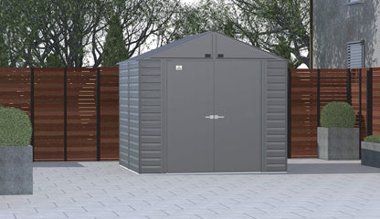 Arrow Shed Select 8' x 8' Outdoor Lockable Steel Storage Shed Building, Charcoal