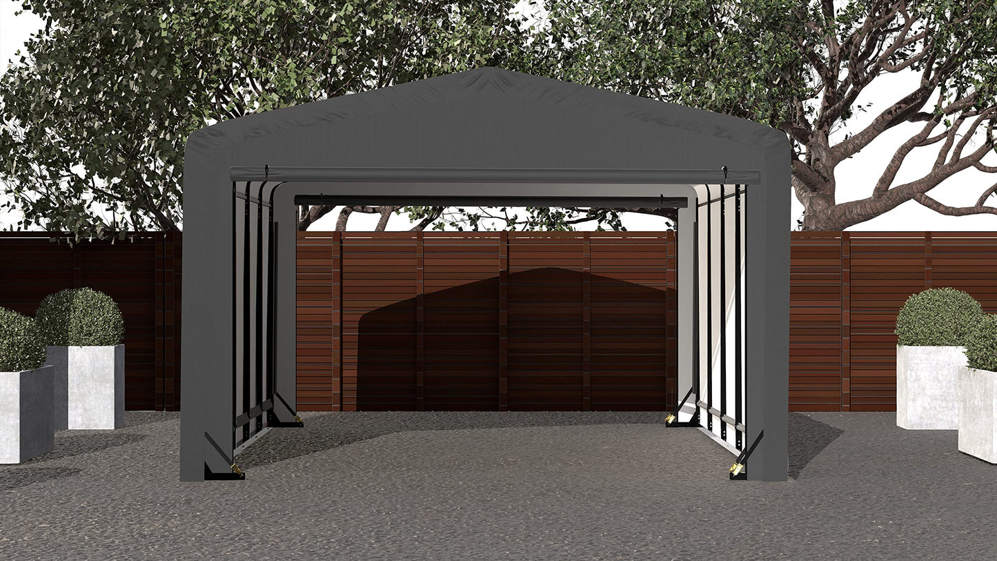 ShelterLogic ShelterTube Abri de garage et de stockage, 12' x 23' x 8', cadre en acier robuste, boîtier résistant au vent et à la neige, gris 12' x 23' x 8' 