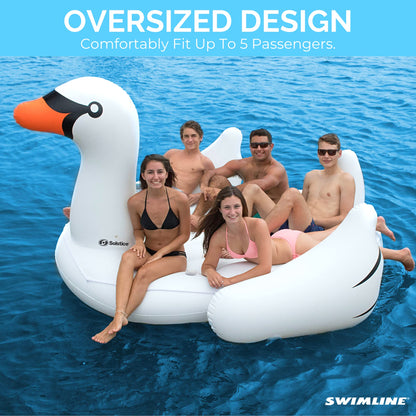 SWIMLINE Original Giant Ride On Inflatable Pool Float Lounge Series | Flotteurs W/jambes stables ailes grand gonflement ridable été plage natation fête grand radeau tube décoration Tan jouets pour enfants adultes cygne XL