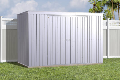 Arrow Shed Elite 10' x 4' Outdoor Lockable Pent Roof Steel Storage Shed Building, Silver