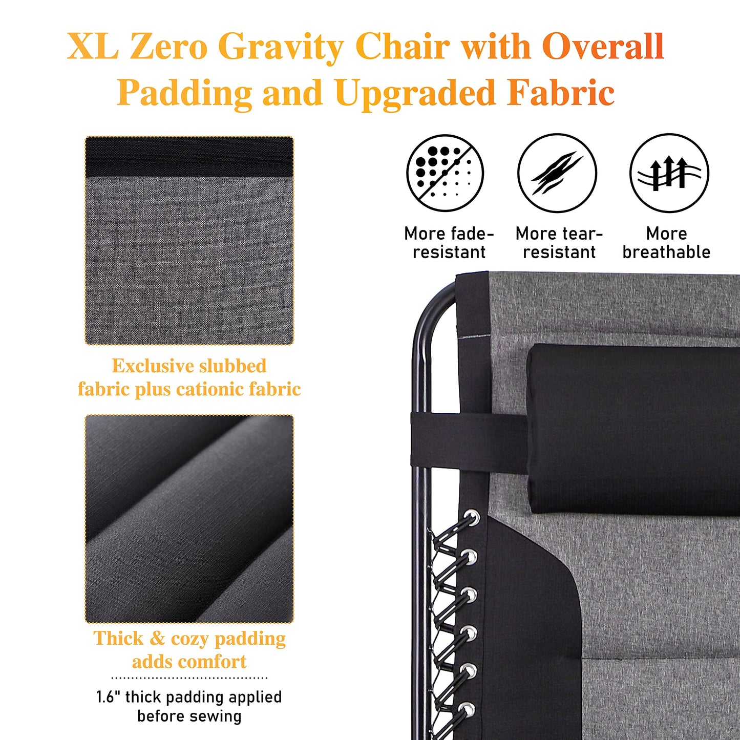 Sophia & William XL Zero Gravity Chair with Massage, Oversize Gravity Recliner Lounge Chair with Free Cup Holder, Supports 400 LBS (Black) 1 Pack Black-massage