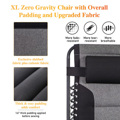 Sophia &amp; William XL Zero Gravity Chair avec massage, chaise longue inclinable à gravité surdimensionnée avec porte-gobelet gratuit, prend en charge 400 lb (noir) 1 paquet de massage noir