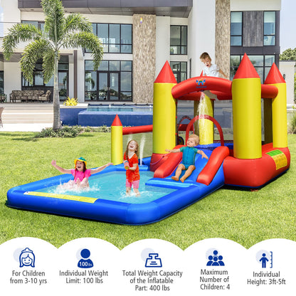 BOUNTECH Inflatable Water Bounce House, Giant Waterslide Park for Kids Backyard Fun Wet and Dry w/Splash Pool, Blow up Water Slides Inflatables for Kids and Adults Outdoor Party Gifts Castle without 480W Air Blower