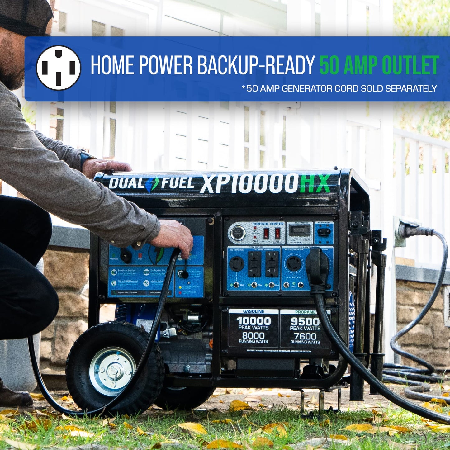 DuroMax XP10000HX Dual Fuel Portable Generator - 10,000-Watt