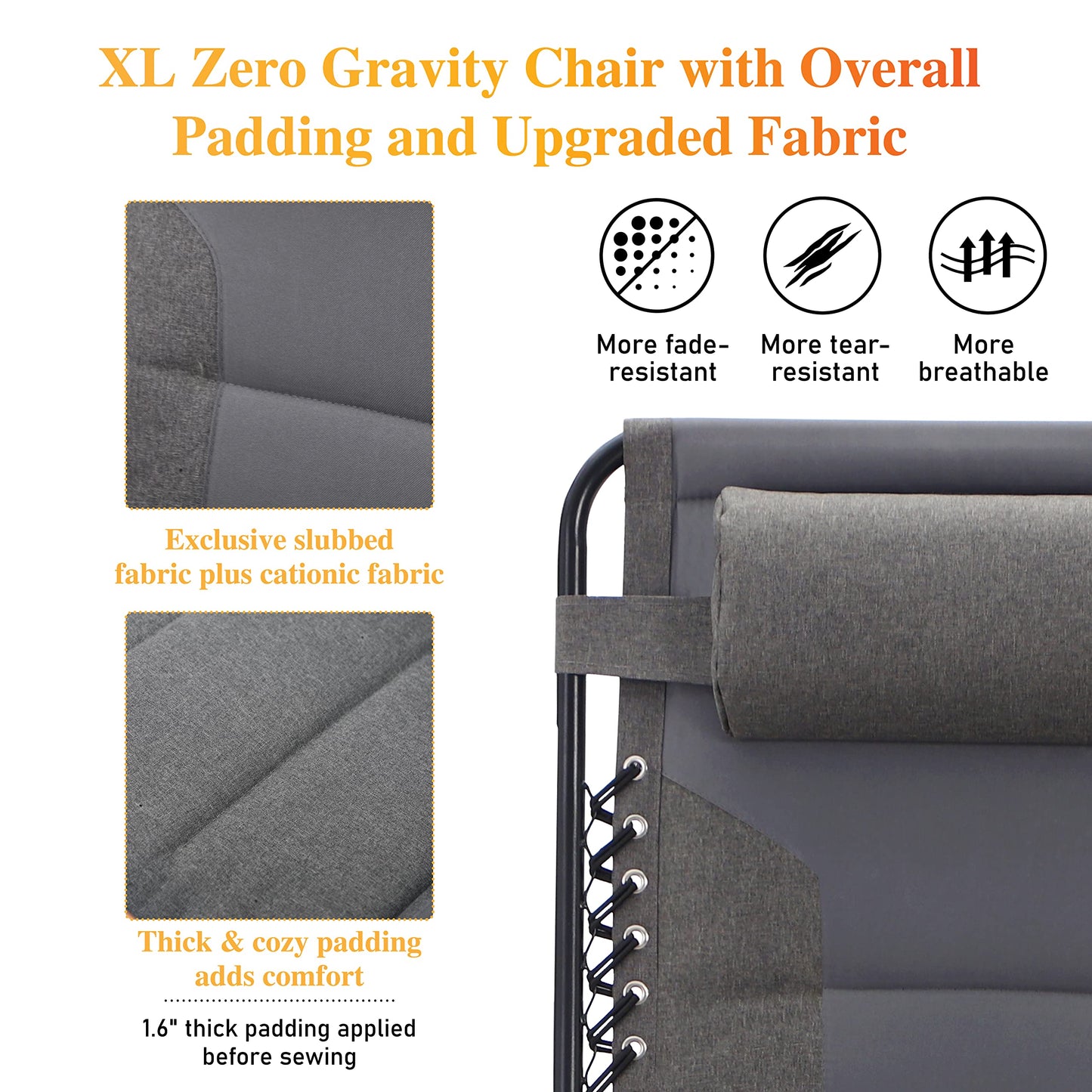 Sophia & William XL Zero Gravity Chair with Massage (2 Pack), Oversize Gravity Recliner Lounge Chair with Free Cup Holder, Supports 400 LBS (Grey) 2 Pack Grey-massage