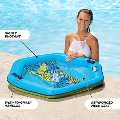 Flotteur de chaise de piscine aquatique pour adultes - Flotteurs de piscine zéro gravité - Plusieurs couleurs/formes/styles - pour adultes et enfants Chaise de piscine hexagonale flottante Blue Fern