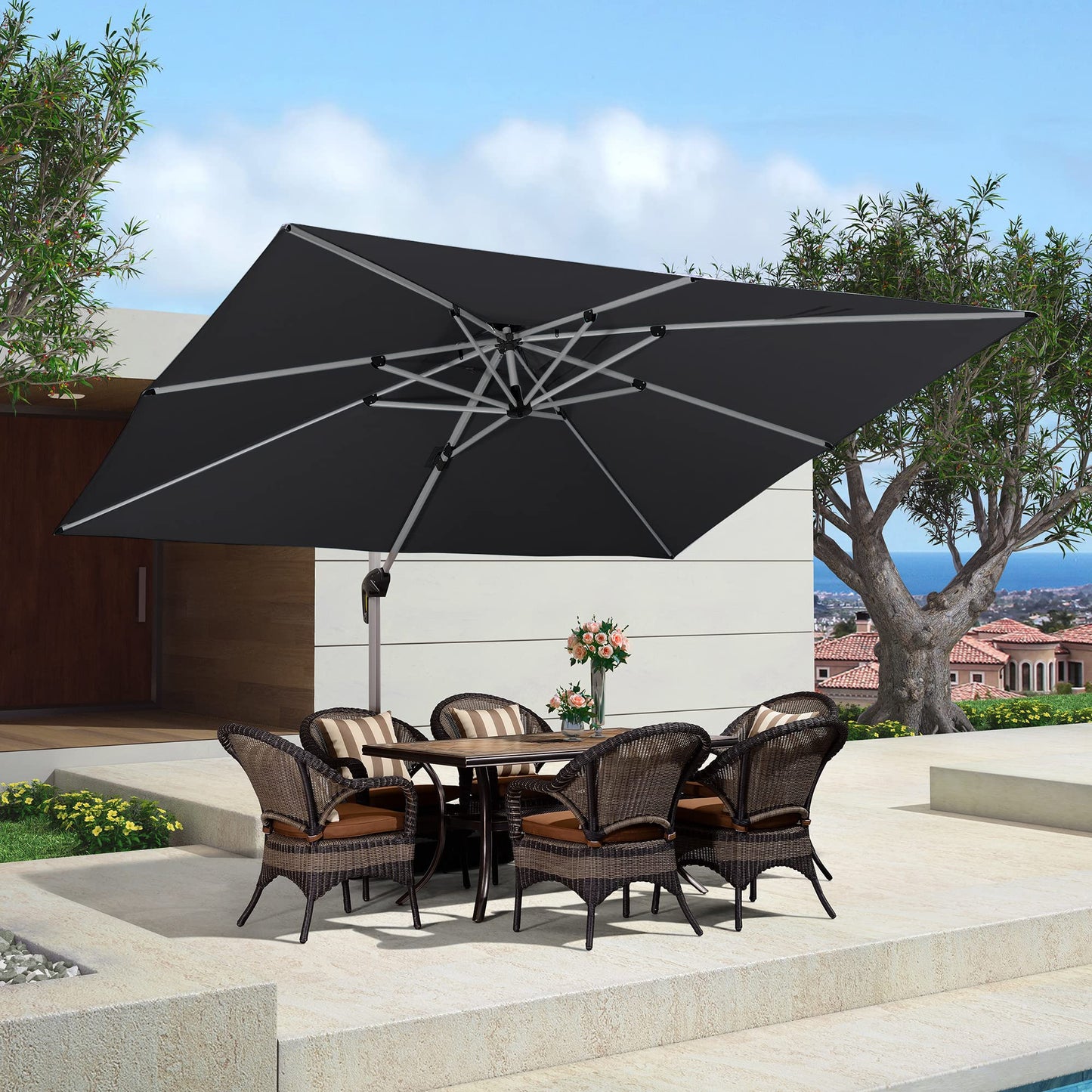 Parasol d'extérieur rectangulaire 10' X 12' gris 