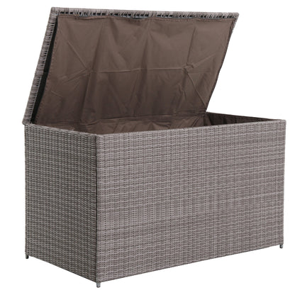 Royal Garden 230 Gal Extra Large Wicker Furniture Deck Storage Box for Indoor Outdoor Use, Storage for Cushions, Pillows, Patio, and Pool Accessories w/ Pneumatic Hinges and Internal Liner (Brown) Brown