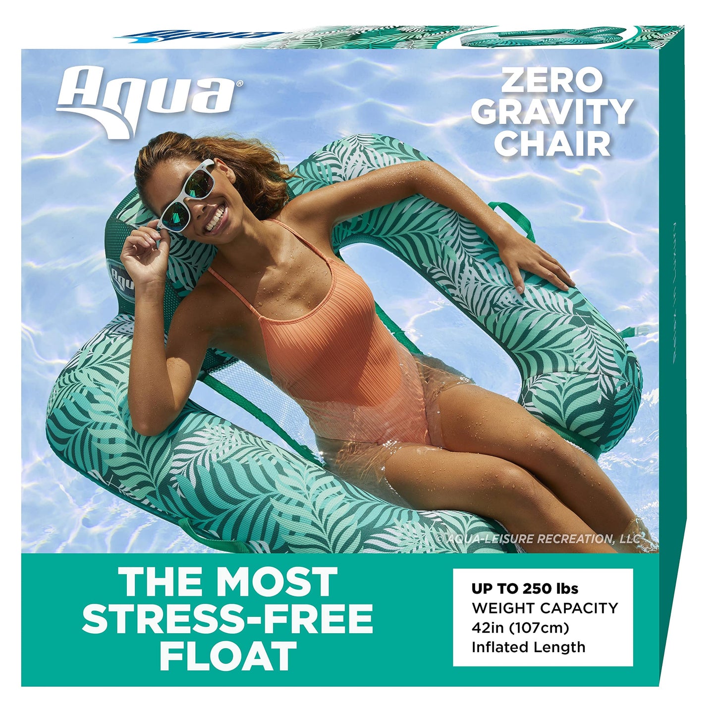 Aqua Pool Chair Float Lounge for Adults – Multiple Colors/Shapes/Styles – for Adults and Kids Floating Zero Gravity Pool Chair Teal Fern
