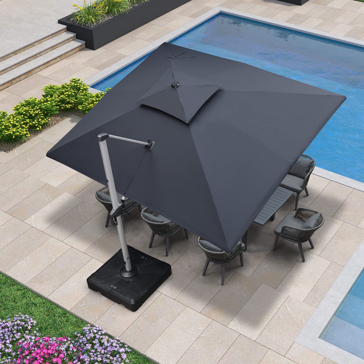 Parasol d'extérieur rectangulaire 10' X 12' gris 