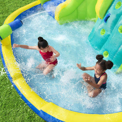 Bestway H2OGO ! Funfinity Splash Kids Méga parc aquatique gonflable d'extérieur avec pompe à air soufflante, toboggans, mur d'escalade et pulvérisateurs d'eau