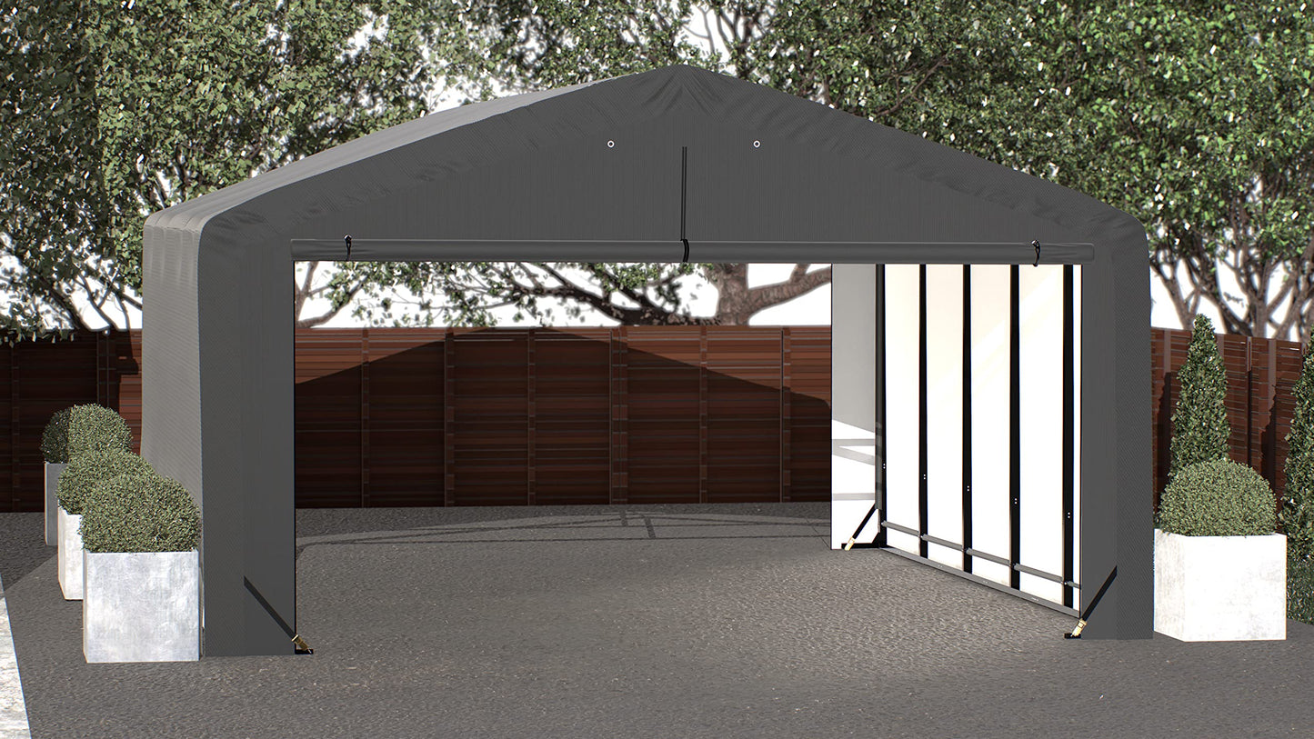 ShelterLogic ShelterTube Abri de garage et de stockage, 20' x 23' x 12', cadre en acier robuste, boîtier résistant au vent et à la neige, gris 20' x 23' x 12' 