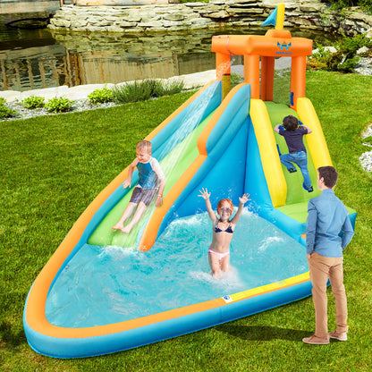 HONEY JOY Toboggan aquatique gonflable, maison gonflable géante pour parc aquatique, mur d'escalade, piscine à éclaboussures, toboggans aquatiques gonflables extérieurs pour enfants et adultes (sans ventilateur) sans ventilateur