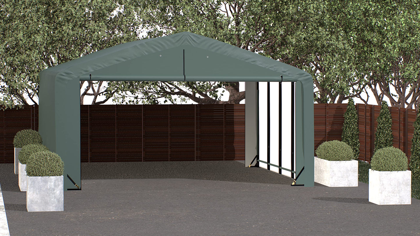 ShelterLogic ShelterTube Abri de garage et de stockage, 20' x 23' x 10', cadre en acier robuste, boîtier résistant au vent et à la neige, vert 20' x 23' x 10' 