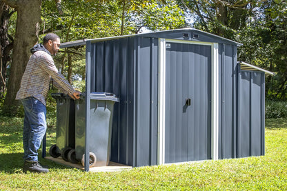 Arrow Sheds 10' x 5' Galvanized Steel 3-in-1 Pad-Lockable Outdoor Utility Storage Shed, Anthracite Modern