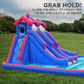SUNNY & FUN Mega Sport Inflatable Water Triple Slide Park – Heavy-Duty for Outdoor Fun - Climbing Wall, 3 Slides & Splash Pool – Easy to Set Up & Inflate with Included Air Pump & Carrying Case