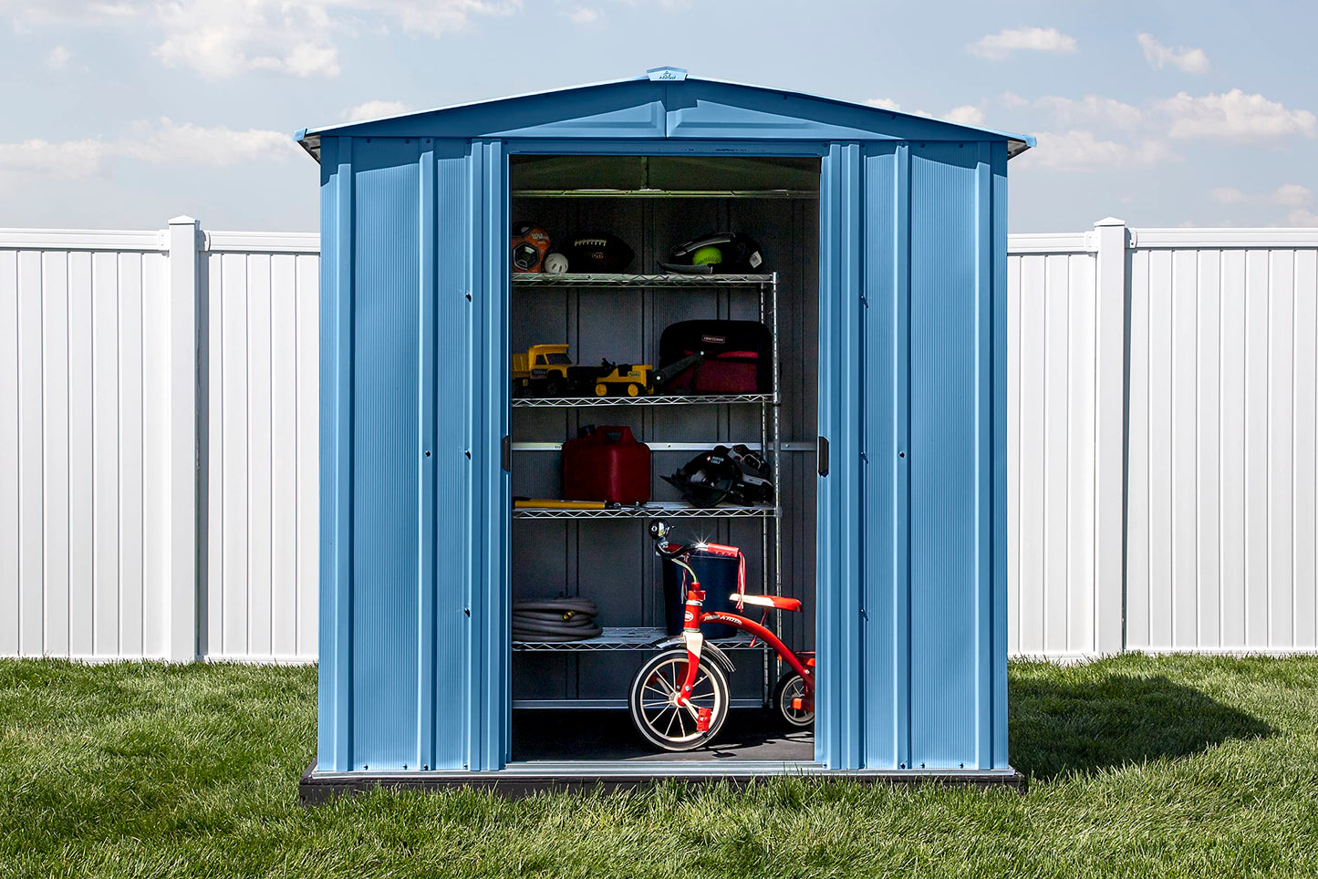 Arrow Shed Classic 6' x 7' Outdoor Padlockable Steel Storage Shed Building,Blue Grey Blue Grey 6' x 7'