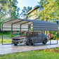 HOMMOW 12'x20' Heavy Duty Carport, Multi-Purpose Car Shade Shelter with Galvanized Steel Roof, Upgraded Extra Large Metal Garage for Car, Boats and Tractors 12'x20'FT