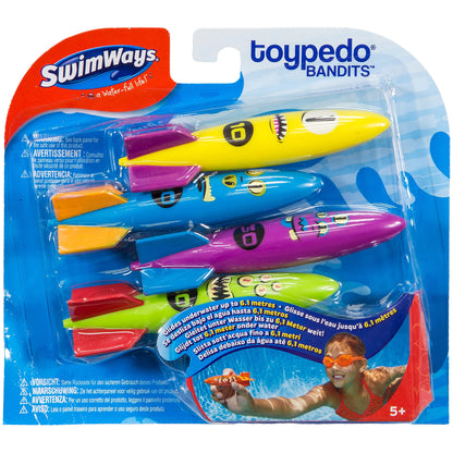 SwimWays Toypedo Bandits Pool Diving Toys - Pack de 4 Toypedo Diving Toys-4 Pack