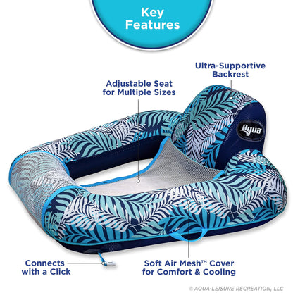 Flotteur de chaise de piscine Aqua pour adultes - Flotteurs de piscine Zero Gravity - Plusieurs couleurs/formes/styles - pour adultes et enfants Chaise de piscine flottante Zero Gravity Blue Fern