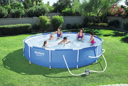 Bestway Steel Pro Ensemble de piscine hors sol ronde 12' x 30" | Comprend une pompe de filtration 330 gal 12' x 30"