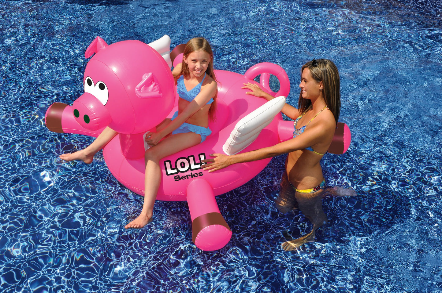 SWIMLINE Original Giant Ride On Inflatable Pool Float Lounge Series | Floaties W/Stable Legs Wings Large Rideable Blow Up Summer Beach Swimming Party Big Raft Tube Decoration Tan Toys for Kids Adults LOL Pig