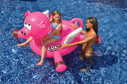 SWIMLINE Original Giant Ride On Inflatable Pool Float Lounge Series | Flotteurs W/jambes stables ailes grand gonflement ridable été plage natation fête grand radeau tube décoration Tan jouets pour enfants adultes LOL cochon