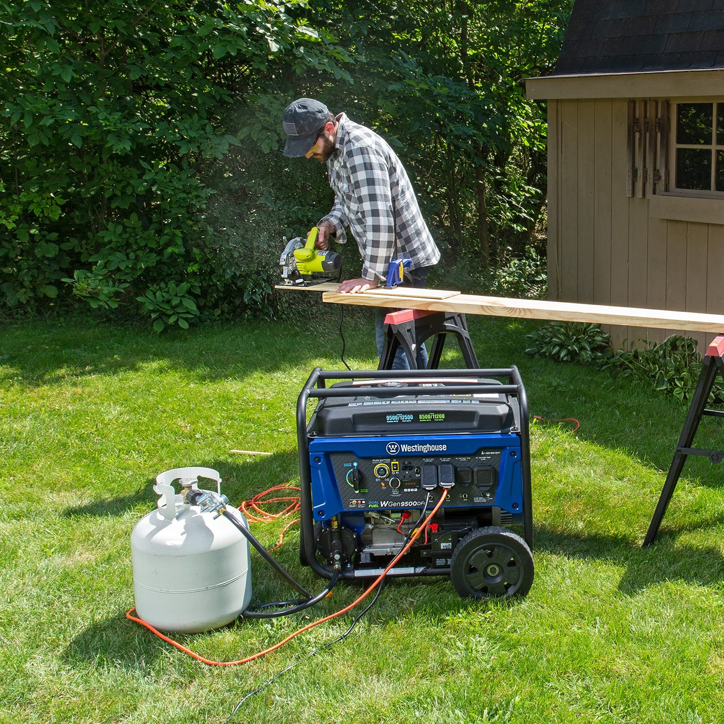 Westinghouse Outdoor Power Equipment Générateur portable de secours domestique à double carburant de 12 500 watts de crête avec capteur de CO 