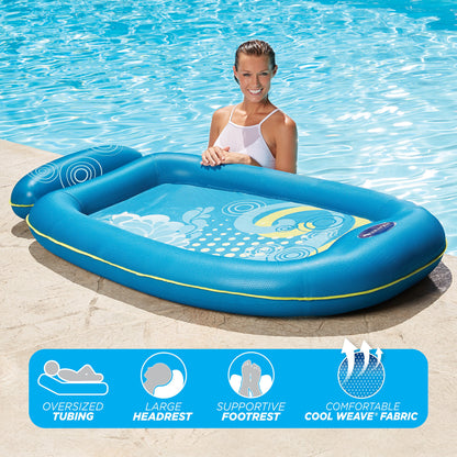 Aqua Luxury Comfort Pool Float Lounges, Recliners – Multiple Colors/Styles – for Adults and Kids Floating Blue/Lime Waves Comfort Lounge