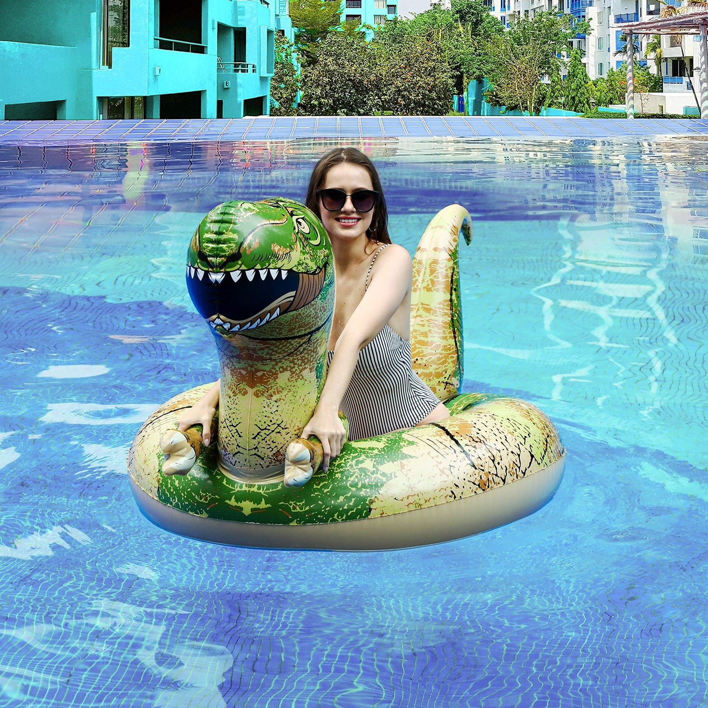 FindUWill 62'' Dinosaur Pool Floats, Inflatable Pool Floaties Swimming Rings Tube Pool Float Summer Beach Toys for Adults and Kids