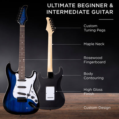 Beginner Electric Guitar Kit w/ Case, 10W Amp, Tremolo Bar - 39in