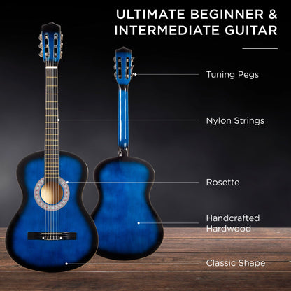 Beginner Acoustic Guitar Set w/ Case, Strap, Digital Tuner, Strings - 38in