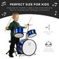Kids Beginner 3-Piece Drum, Musical Instrument Set w/ Sticks, Stool, Pedal