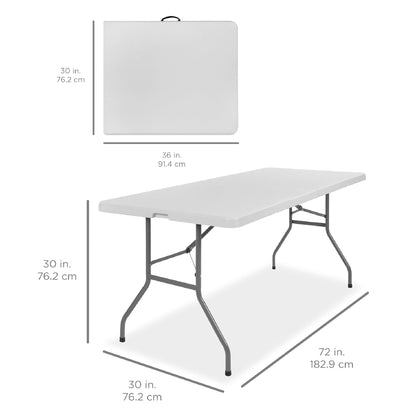 Portable Folding Plastic Dining Table w/ Handle, Lock - 6ft