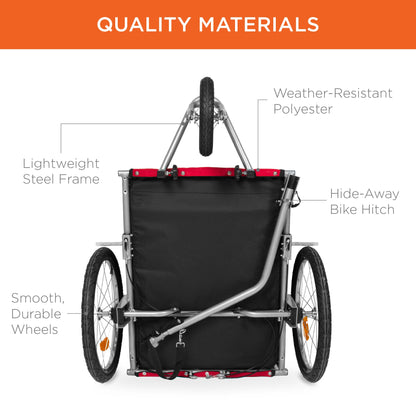 2-in-1 Pet Stroller and Bike  Trailer