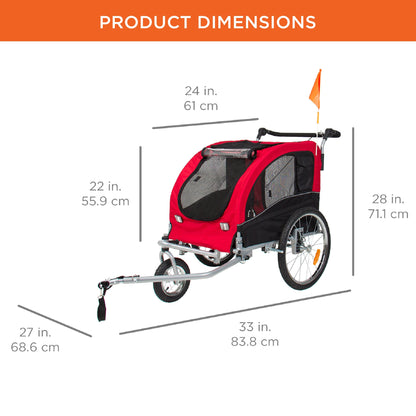 2-in-1 Pet Stroller and Bike  Trailer