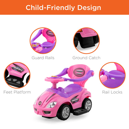 3-in-1 Kids Push Car w/ Handle and Horn