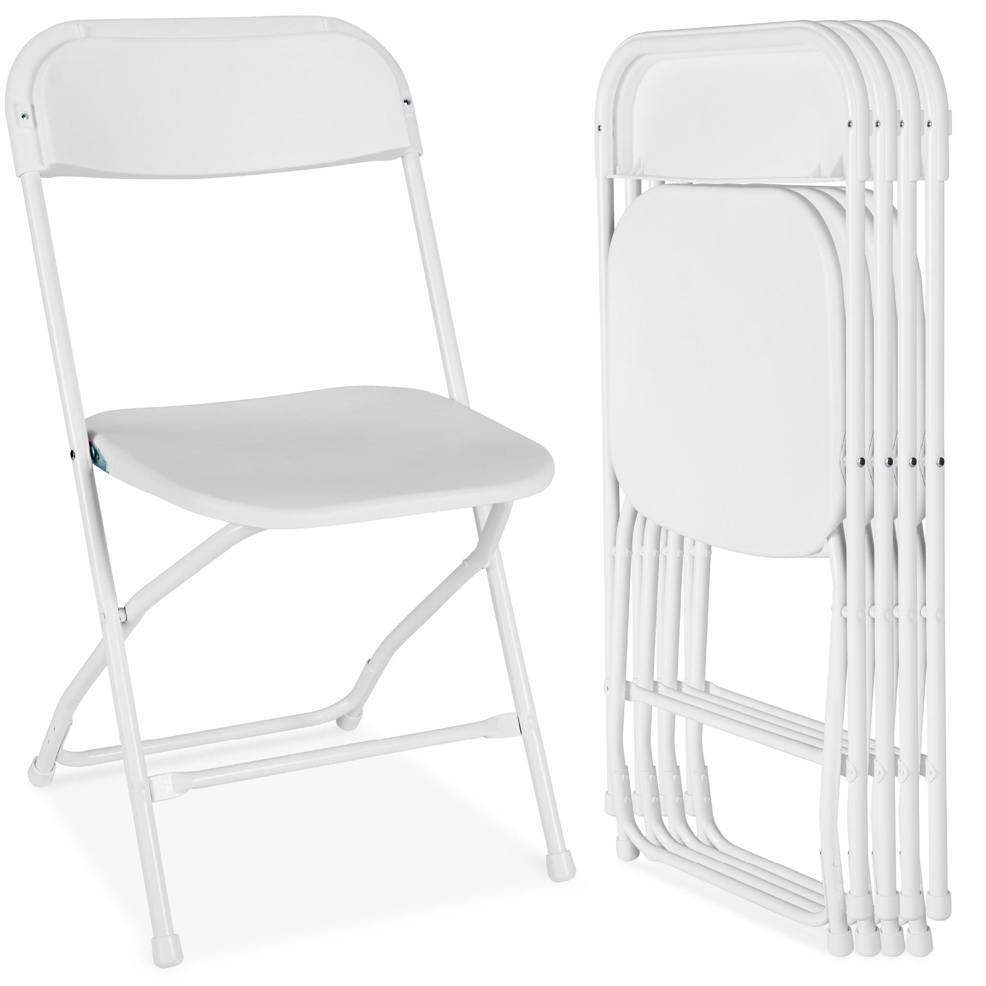 Set of 4 Folding Stacking Plastic Chairs w/ Non-Slip Feet