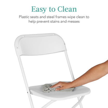 Set of 4 Folding Stacking Plastic Chairs w/ Non-Slip Feet