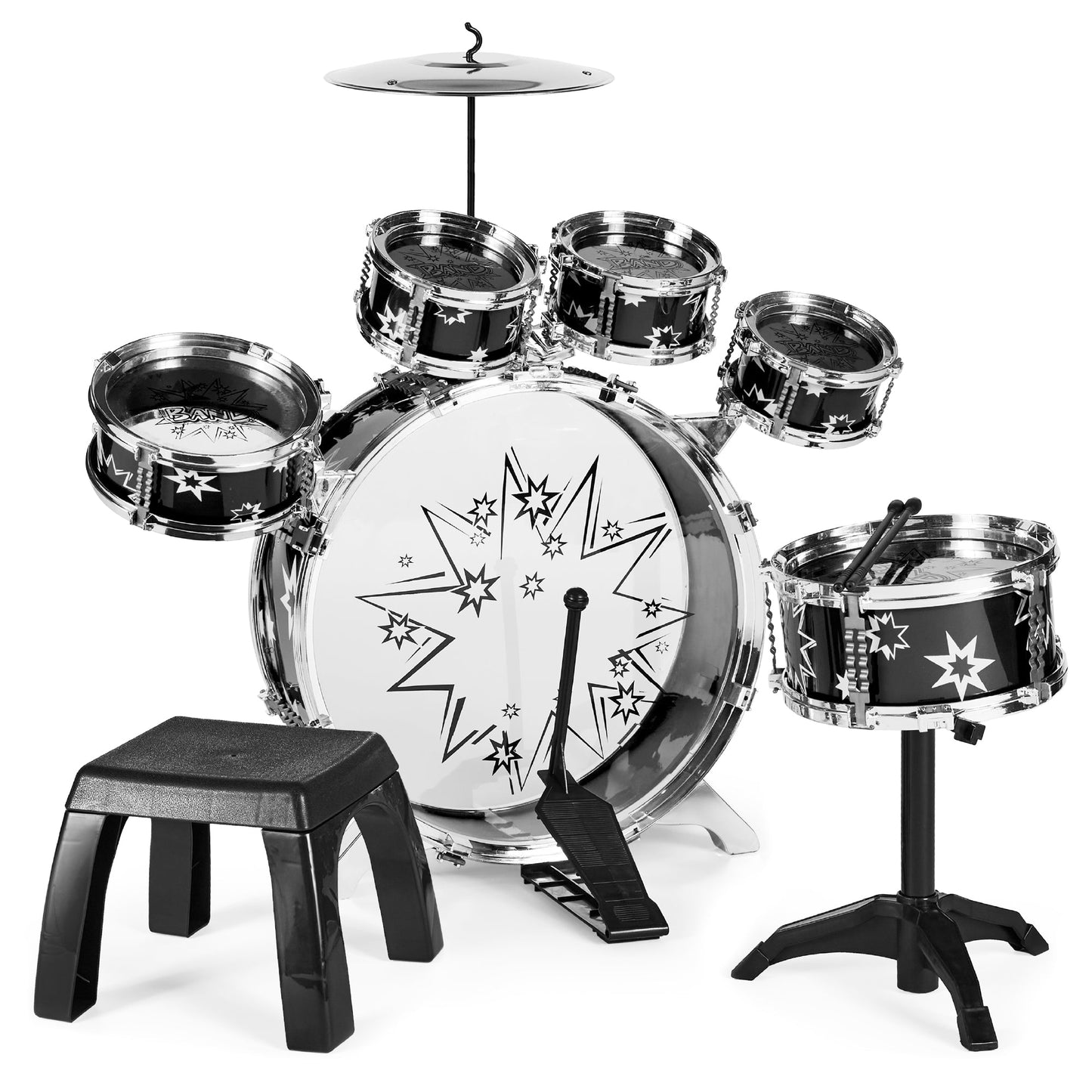 11-Piece Kids Beginner Drum Percussion Musical Instrument Toy Set