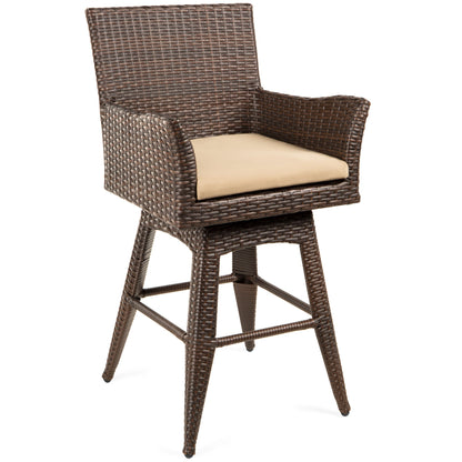 All-Weather Wicker Counter-Height Swivel Bar Stool w/ Cushion