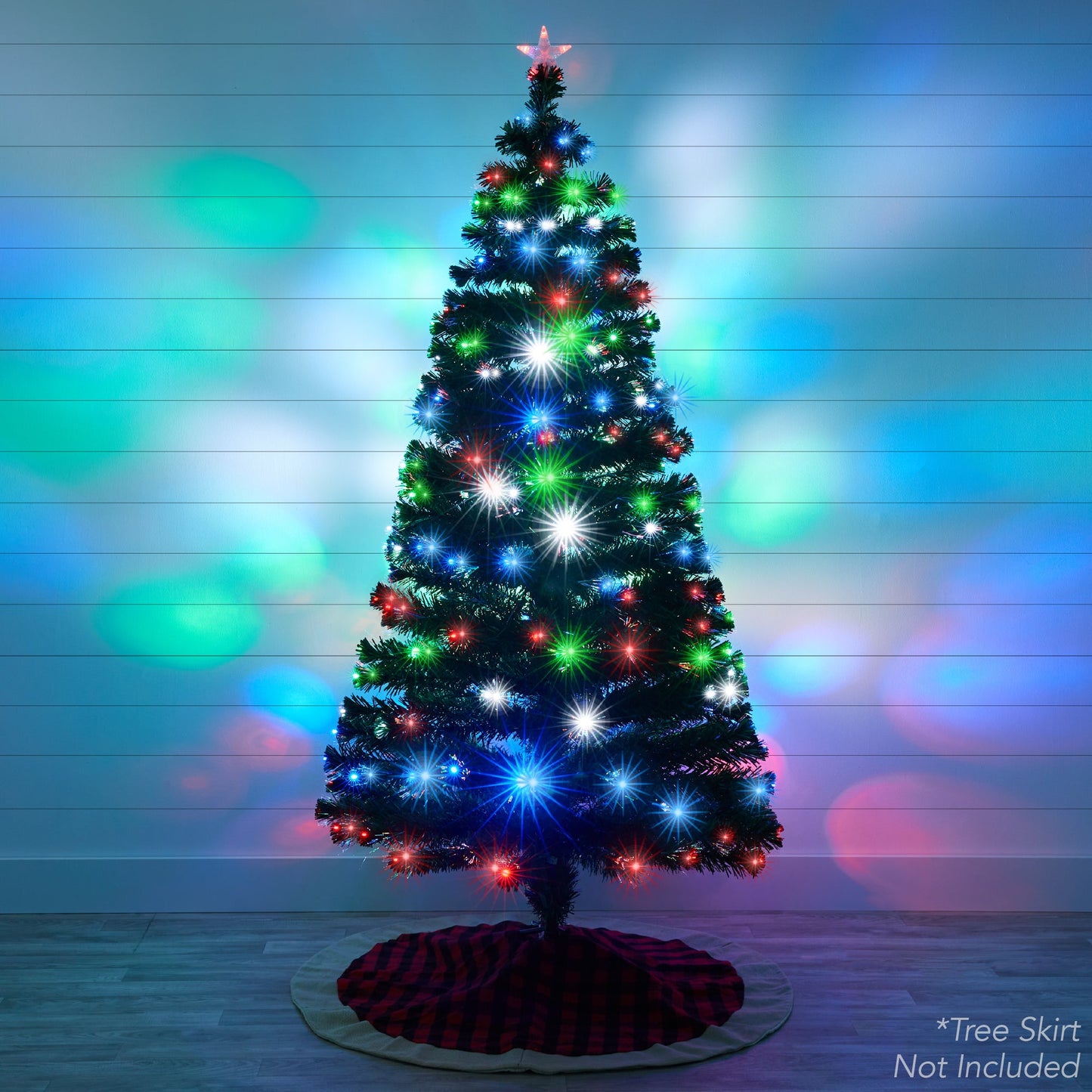 Pre-Lit Fiber Optic Pine Christmas Tree w/ Multicolor & LED Lights