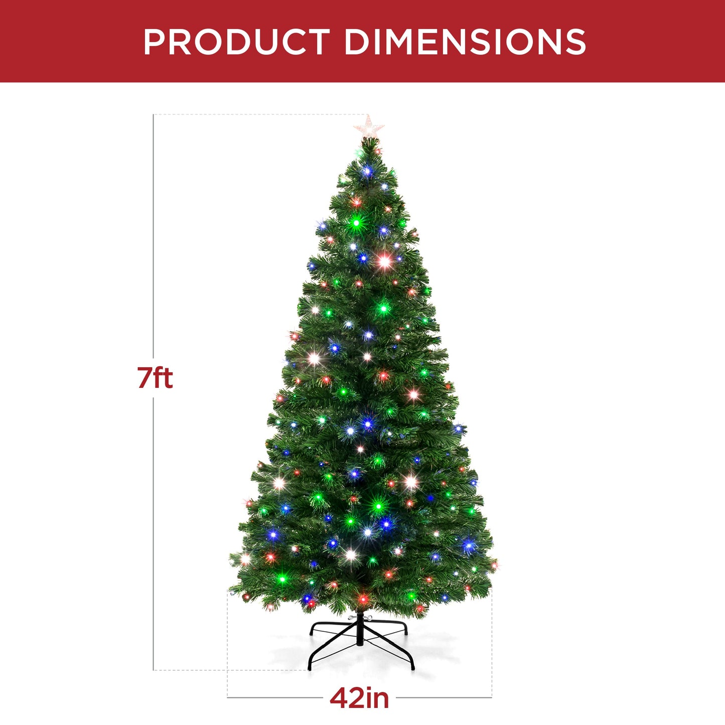 Pre-Lit Fiber Optic Pine Christmas Tree w/ Multicolor & LED Lights