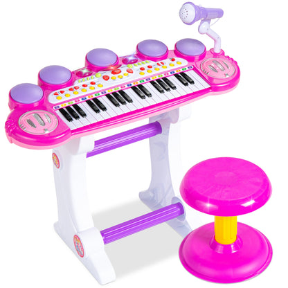 37-Key Kids Electric Keyboard w/ Microphone, Stool
