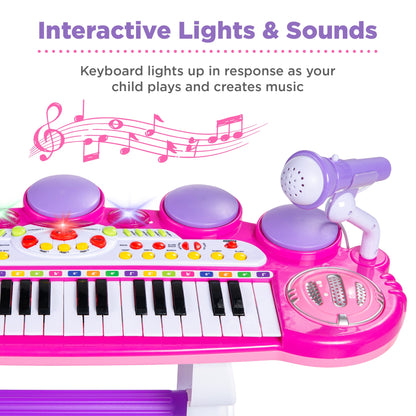 37-Key Kids Electric Keyboard w/ Microphone, Stool